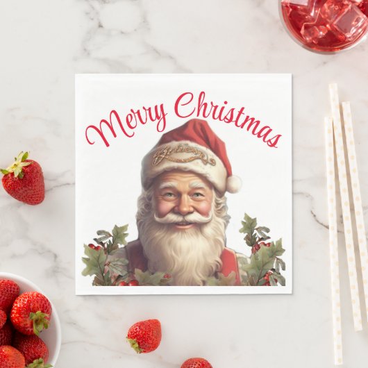 Serviette En Papier Noël du Père Noël Saint Nicolas (En situation)