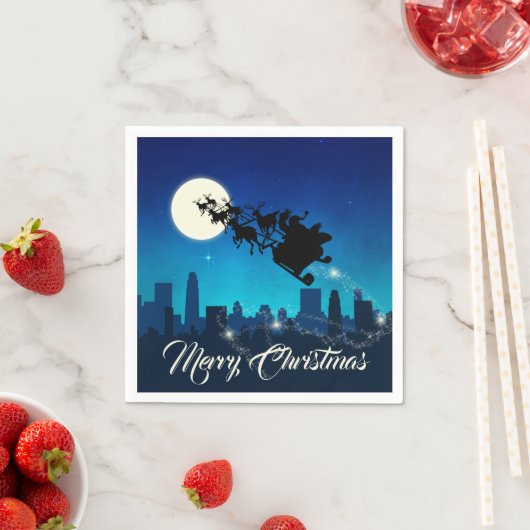 Serviette En Papier Noël du Père Noël Sleigh (En situation)