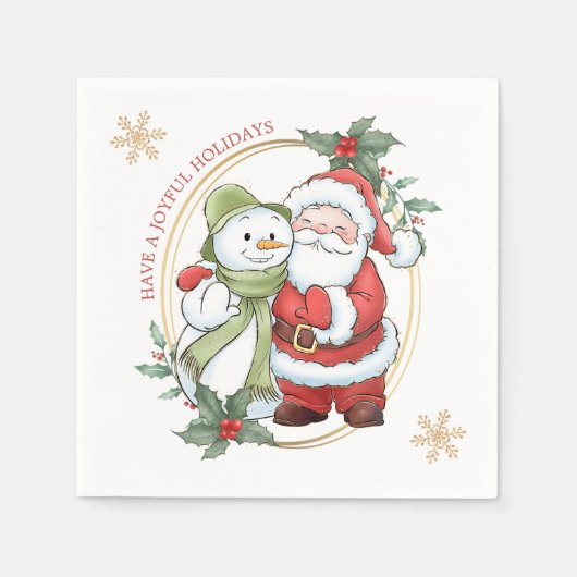 Serviette En Papier Noël du Père Noël Snowman (Devant)
