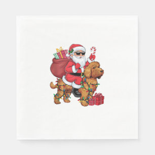 Serviette En Papier Noël Éclairage Père Noël équitation Cockapo Chien