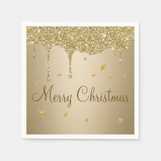 Serviette En Papier Noël éclat d'or et d'étoiles (Devant)