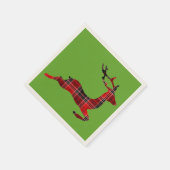 Serviette En Papier Noël écossais aux rennes de Tartan rouge (Coin)