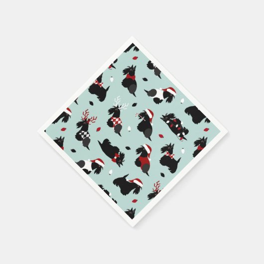 Serviette En Papier Noël écossais Terrier bleu (Coin)
