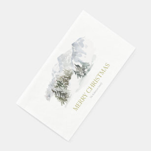 Serviette En Papier Noël élégant de montagne d'hiver