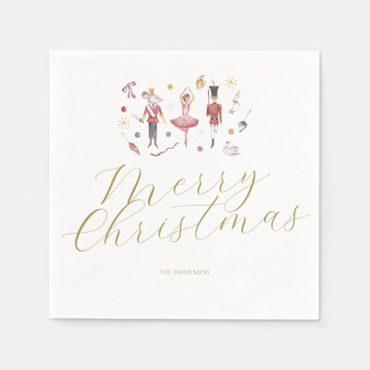 Serviette En Papier Noël Élégant minimal Fête de Noisette (Devant)