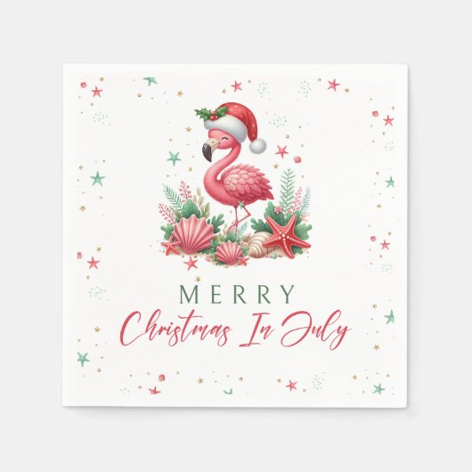 Serviette En Papier Noël en Flamant rose juillet (Devant)