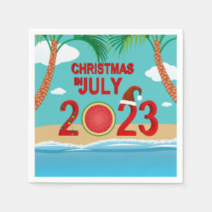 Serviette En Papier Noël en juillet 2023 Plage de pastèque