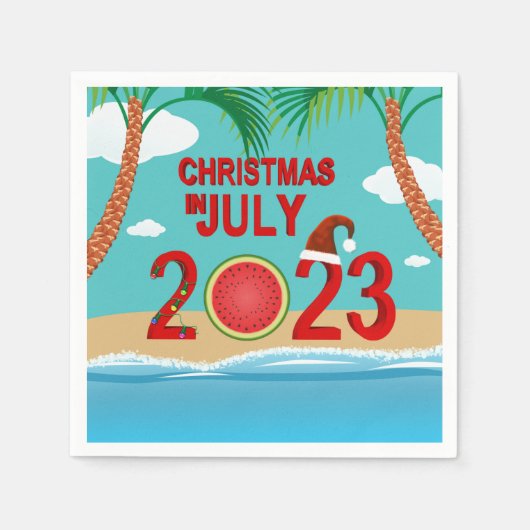 Serviette En Papier Noël en juillet 2023 Watermelon Beach (Devant)
