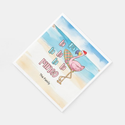 Serviette En Papier Noël en juillet avec le Flamant rose SANTA CLAUS (Coin)