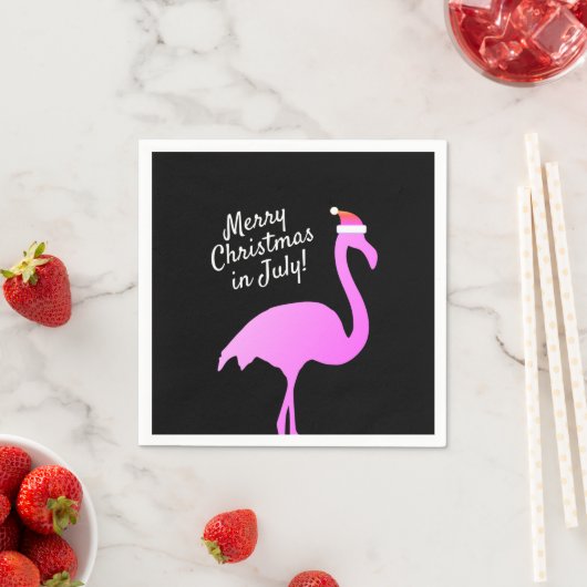 Serviette En Papier Noël en juillet Flamingo rose Fête du Père Noël (En situation)