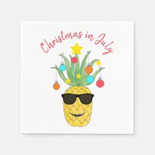 Serviette En Papier Noël en juillet Pineappy Vacances tropicales (Devant)