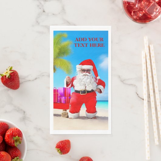 Serviette En Papier Noël En juillet Plage ou fête d'été (En situation)