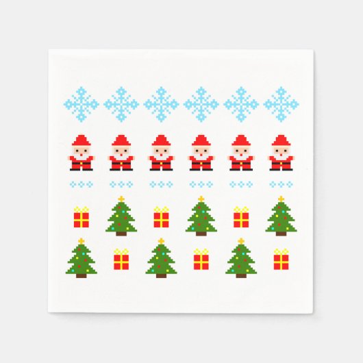 Serviette En Papier Noël en pixel art (Devant)