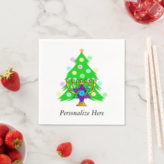 Serviette En Papier Noël et Hanoukka (En situation)