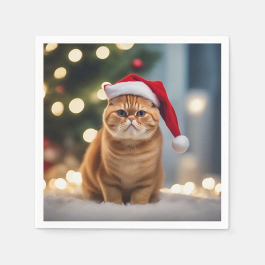 Serviette En Papier Noël Exotique Shorthair (Devant)