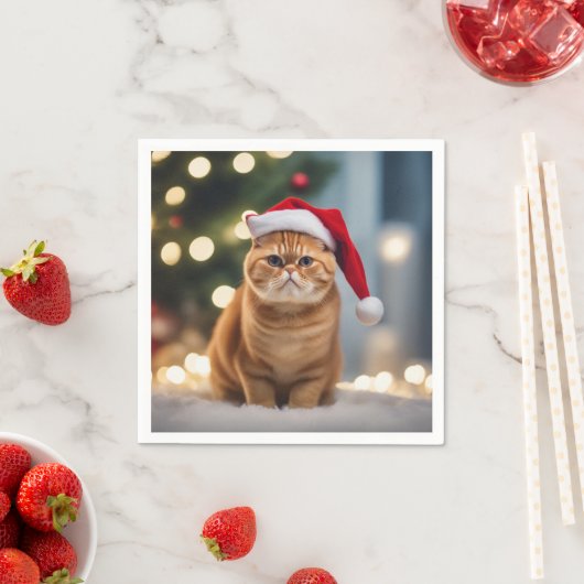 Serviette En Papier Noël Exotique Shorthair (En situation)