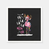 Serviette En Papier Noël - Fa-La-La-Mingo Flamant rose avec Noël (Devant)