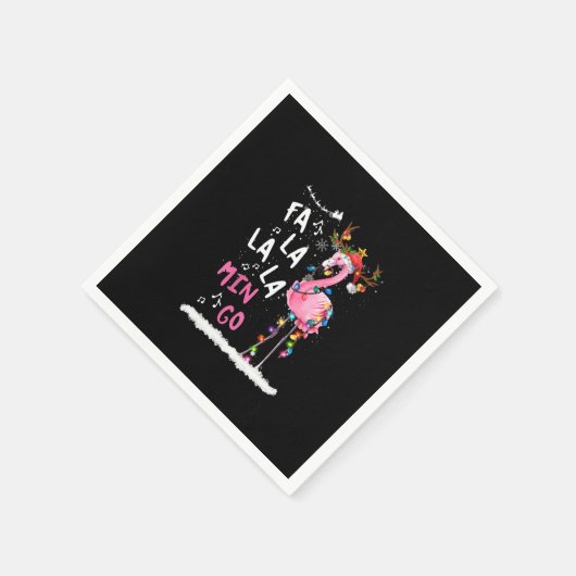 Serviette En Papier Noël - Fa-La-La-Mingo Flamant rose avec Noël (Coin)