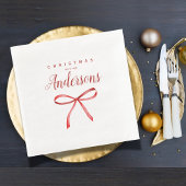 Serviette En Papier Noël familial personnalisé - ruban rouge