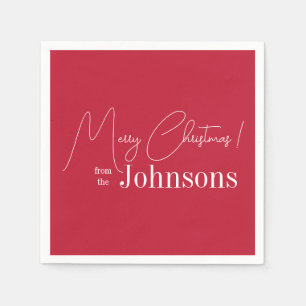 Serviette En Papier Noël Famille moderne Rouge Joyeux Noël