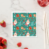 Serviette En Papier Noël festif Père Noël et rennes (En situation)