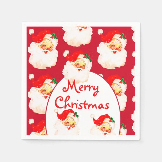Serviette En Papier Noël Fête du Père Noël Rouge (Devant)