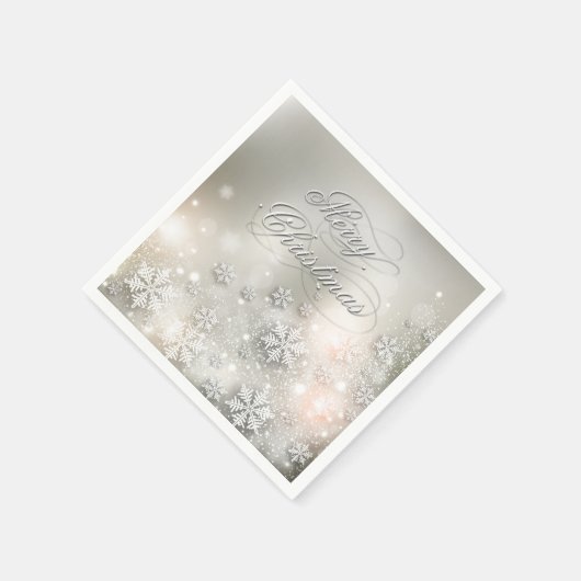 Serviette En Papier Noël Fête Élégant Flocon de neige Napkin (Coin)