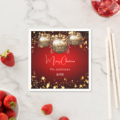 Serviette En Papier Noël fête rouge or boules dîner (En situation)