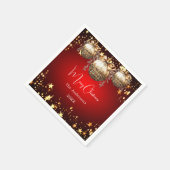Serviette En Papier Noël fête rouge or boules dîner (Coin)