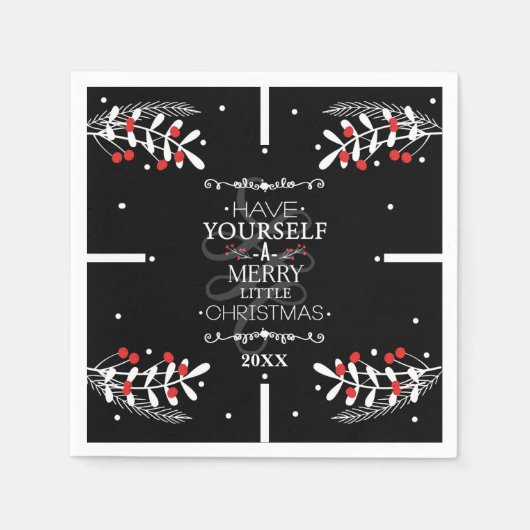 Serviette En Papier Noël...Fêtes des Berries Rouges (Devant)