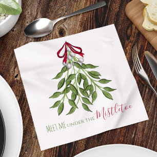 Serviette En Papier Noël Fêtes Joyeux Mistletoe mignonne Whimsical