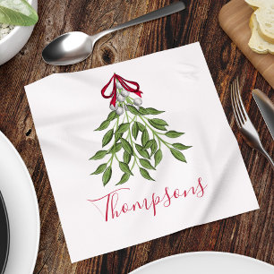 Serviette En Papier Noël Fêtes Joyeux Mistletoe Whimsical mignonne