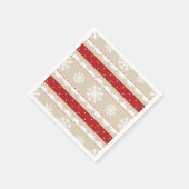 Serviette En Papier Noël Fêtes Rouge & Beige Snowflakes Motif (Coin)