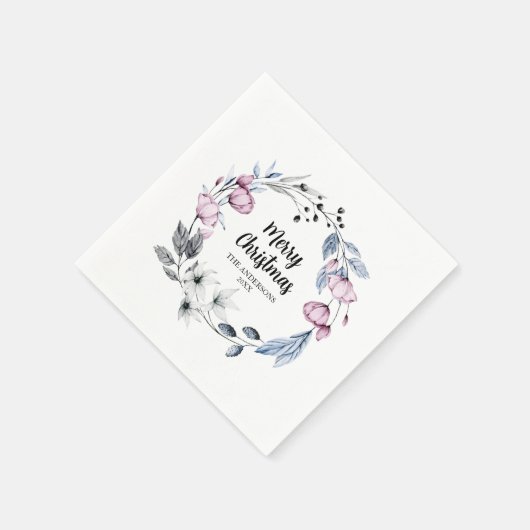 Serviette En Papier Noël fleuri personnalisé (Coin)