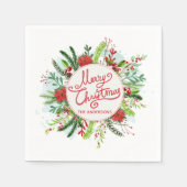 Serviette En Papier Noël fleuri personnalisé | Serviette de table (Devant)