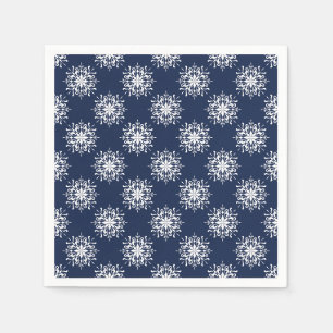 Serviette En Papier Noël Flocon de Neige Bleu Poussiéreux