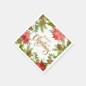 Serviette En Papier Noël floral de Poinsettia | Vacances (Coin)