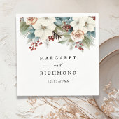 Serviette En Papier Noël Floral rustique et élégant Mariage d'hiver