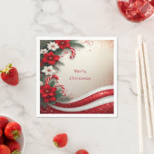 Serviette En Papier Noël Floral Sucres de canne Vacances Napkin (En situation)