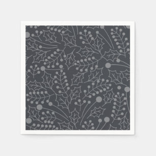 Serviette En Papier Noël florissant Art Noël Holly Leaf Imprimer