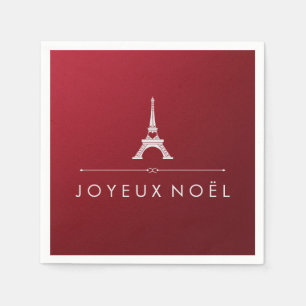 Serviette En Papier Noël français rouge et Tour Eiffel de Joyeux Noe