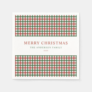 Serviette En Papier Noël Gingham Rouge et Vert