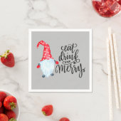 Serviette En Papier Noël Gnome Manger Boire Soyez Joyeux (En situation)