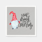 Serviette En Papier Noël Gnome Manger Boire Soyez Joyeux (Devant)