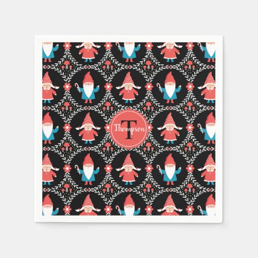 Serviette En Papier Noël Gnome mignonne (Devant)