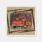 Serviette En Papier Noël Gnome Sweet Gnome Camion Rouge Plaid Rustique (Devant)