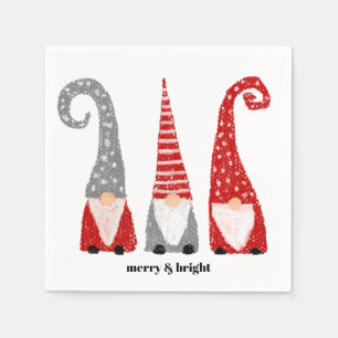 Serviette En Papier Noël Gnomes Noël Rouge Gris Blanc Personnalisé