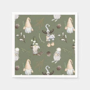 Serviette En Papier Noël Gnomes Woodland