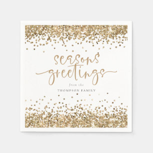 Serviette En Papier Noël Gold Parties scintillant Nom Joyeuses Fêtes