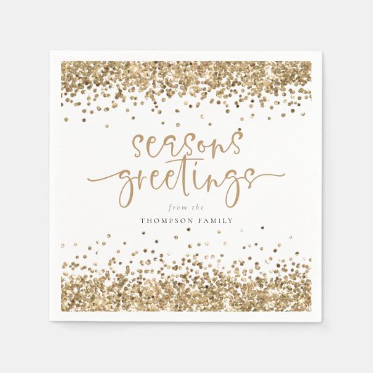 Serviette En Papier Noël Gold Parties scintillant Nom Joyeuses Fêtes (Devant)